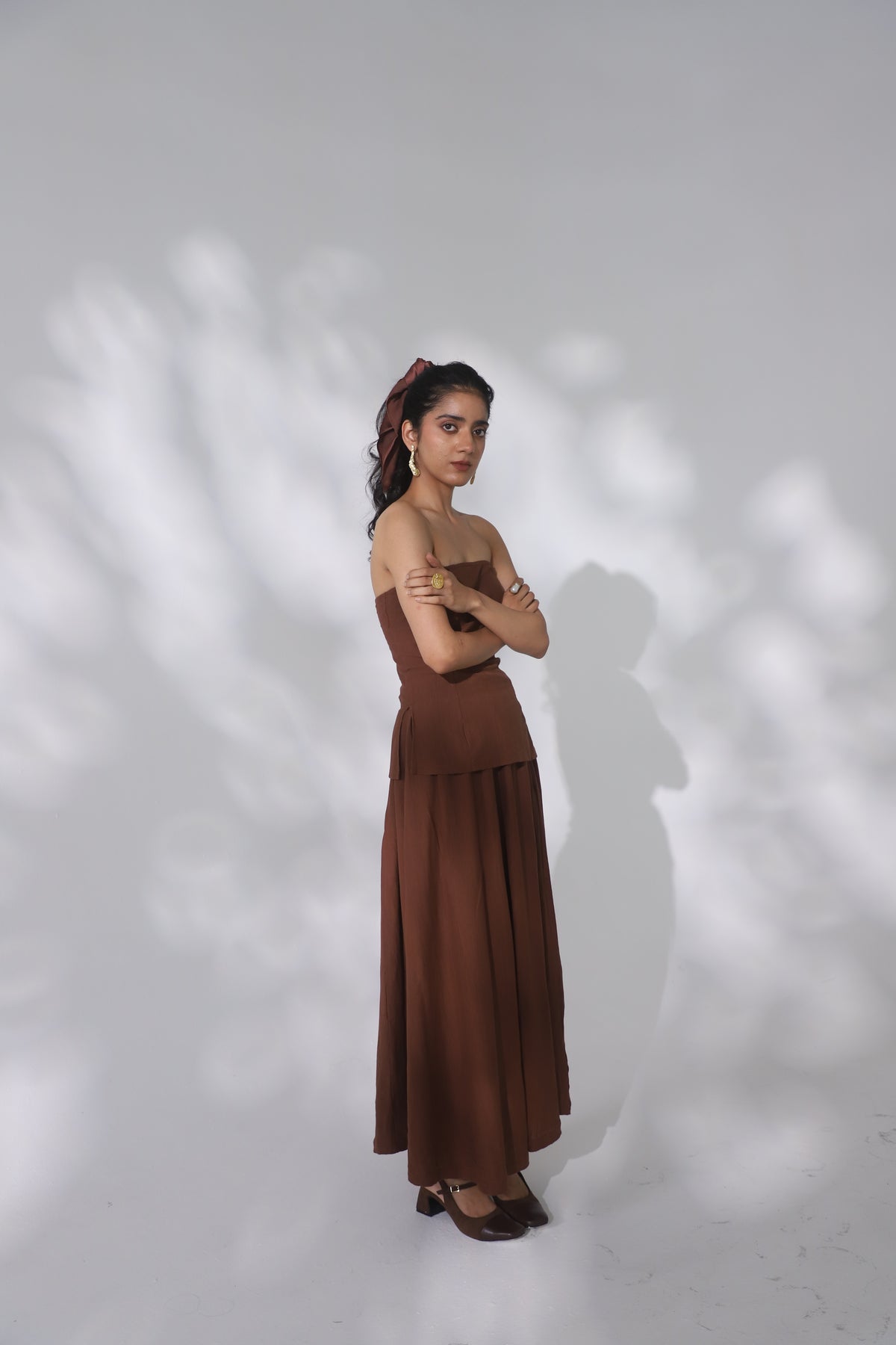 Brown Shadow Long Skirt