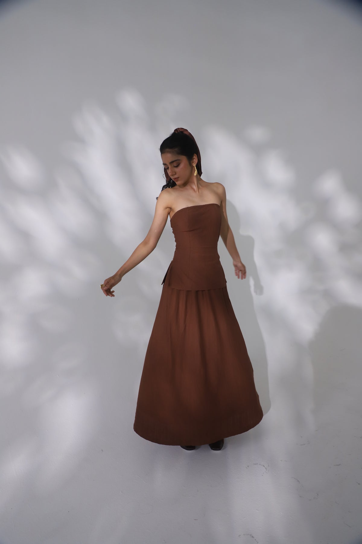 Brown Shadow Long Skirt