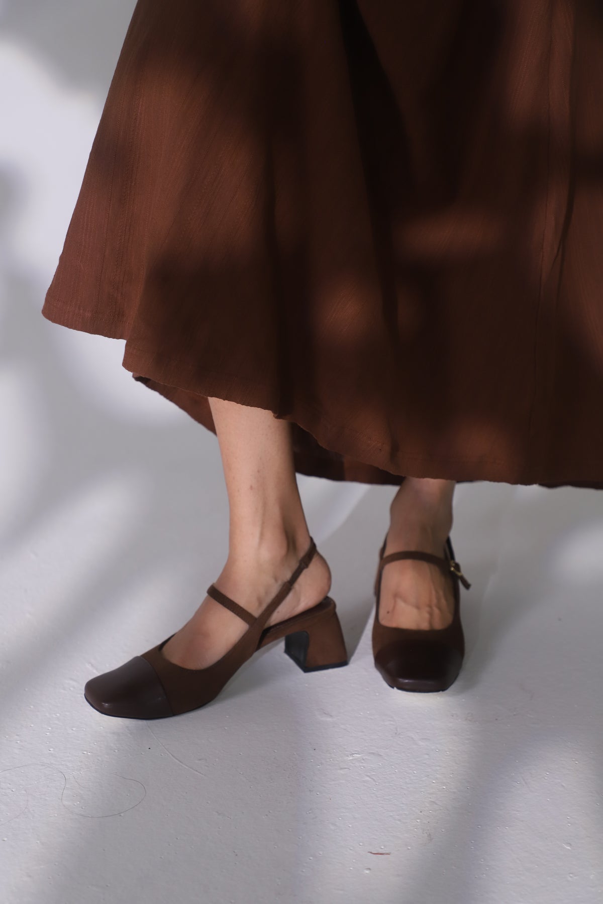 Brown Shadow Long Skirt